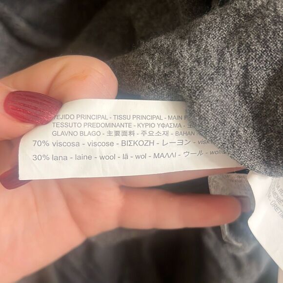 ✨Zara Trafaluc Grey 3/4 Sleeves V-Neck Maxi Wool Sz Medium Dress✨ - Picture 5 of 6